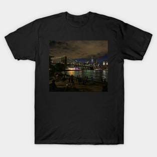 Manhattan Skyline & Brooklyn Bridge by Night, NYC T-Shirt